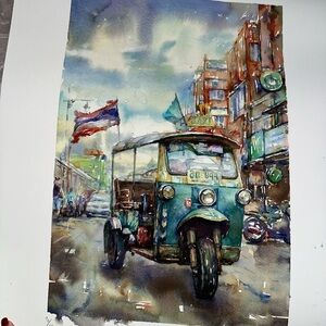 DEVON RODRIGUEZ-THAILAND - WATERCOLOR PRINT - KHAOSAN ROAD (LIMITED EDIT…